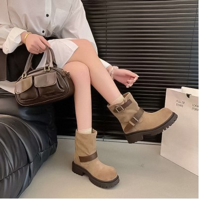 Genuine leather and cotton vintage Martin boots