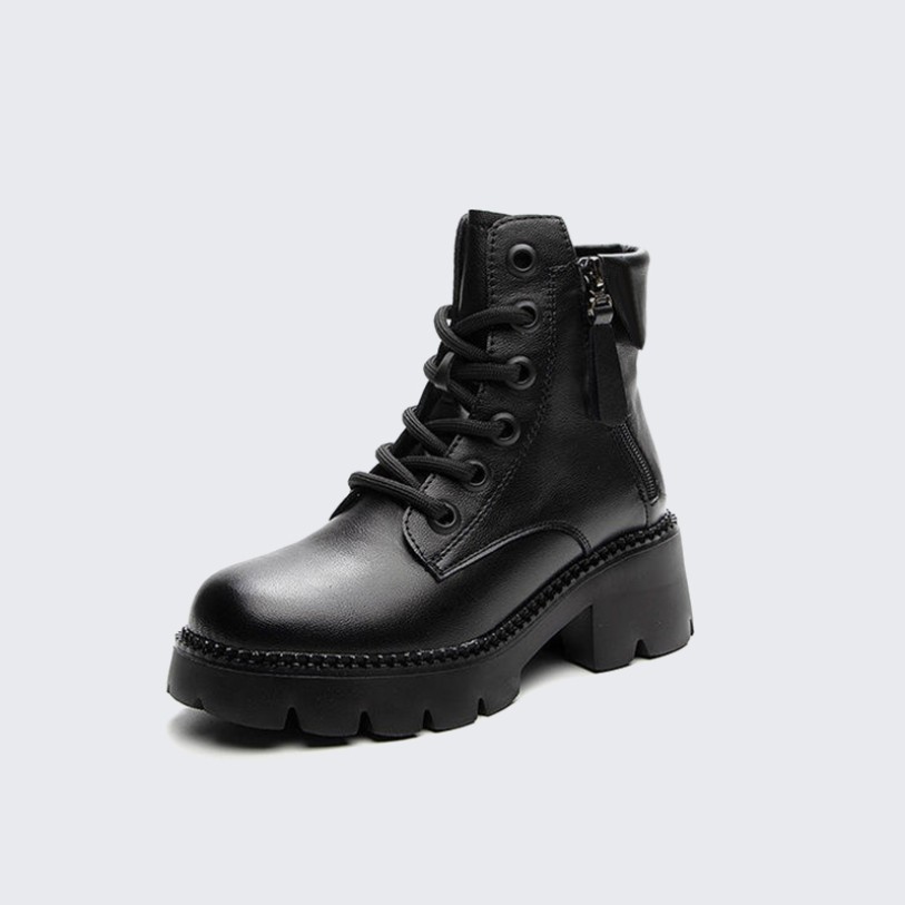British style platform sole combat boots