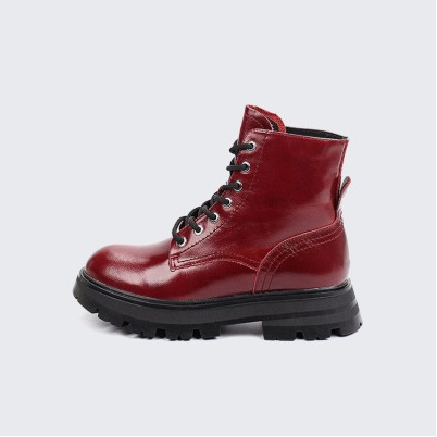 Red trendy lace-up women's Doc Martens boots