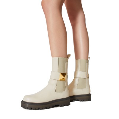 European and American style round-toe mid-calf boots