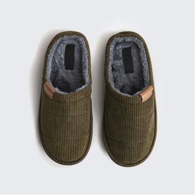 Quilted corduroy memory foam house slippers