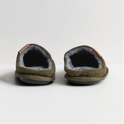 Quilted corduroy memory foam house slippers