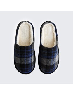 Men's checked wool comfortable house slippers