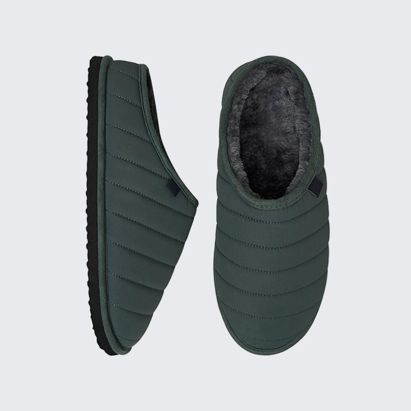 Quilted nylon memory foam warm house slippers