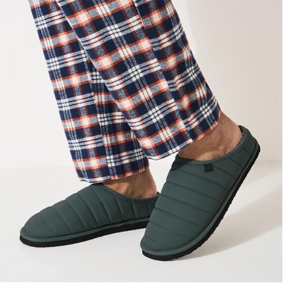 Quilted nylon memory foam warm house slippers