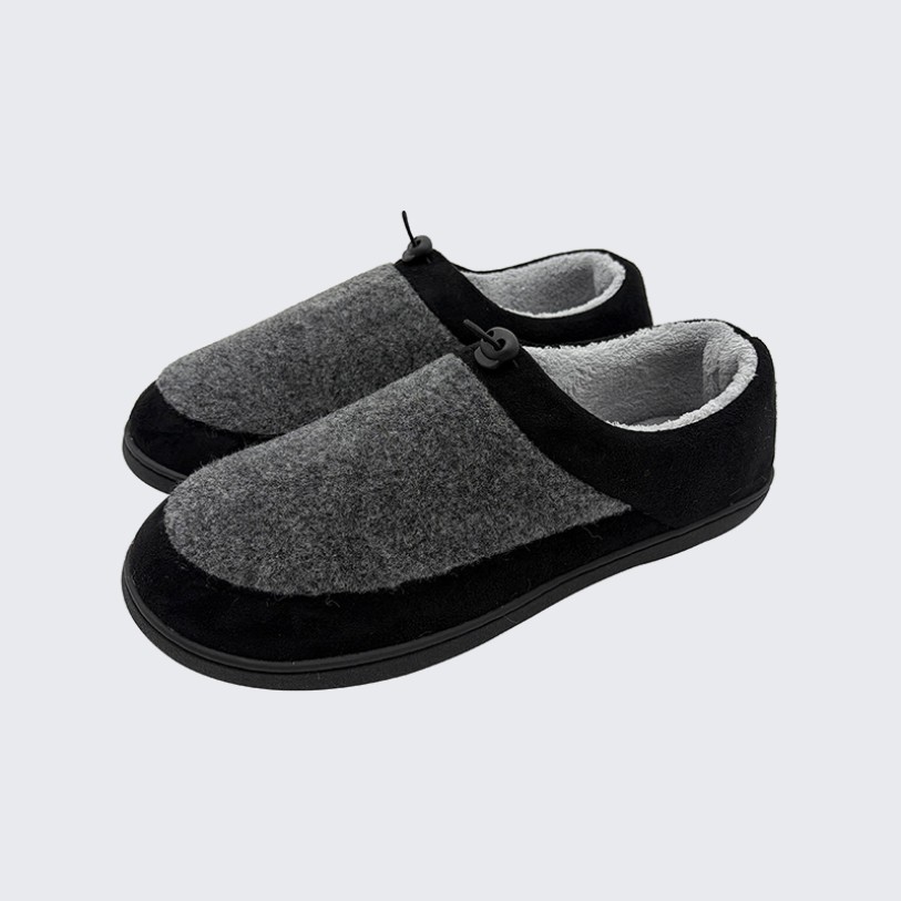 Adjustable buckle suede memory foam warm slippers