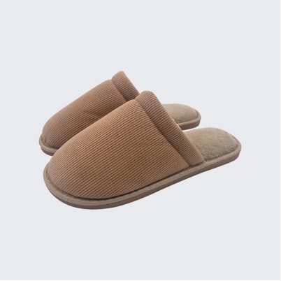 Coral fleece and corduroy warm home slippers