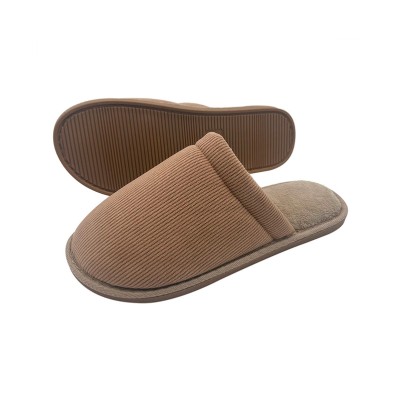 Coral fleece and corduroy warm home slippers