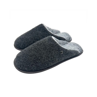 Riveted felt and thick fur slippers