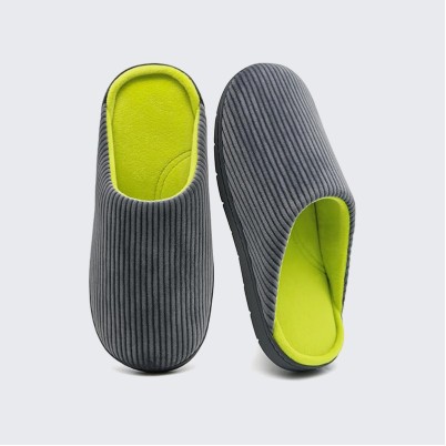 Two-tone comfortable corduroy home slippers