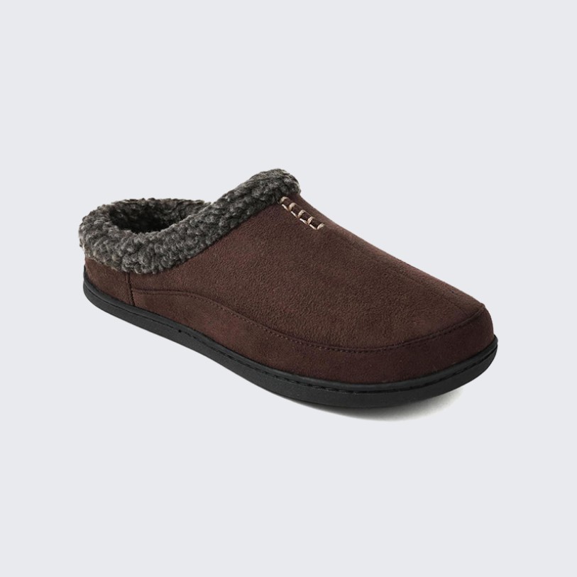 Breathable microfiber house slippers with wool lining