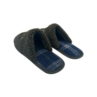 Embroidered wool men's indoor slippers