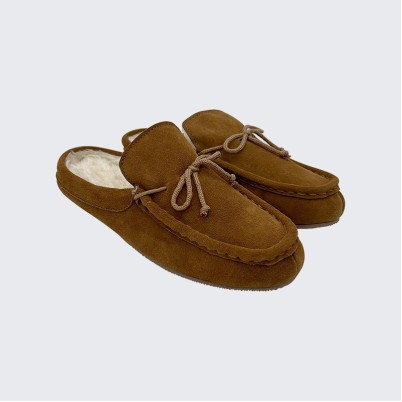 Suede moccasin-style thickened house slippers