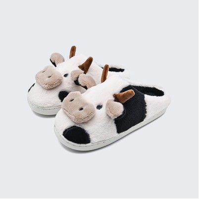 Cute and fluffy cow-shaped home slippers