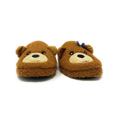Cute bow-tie bear warm home slippers