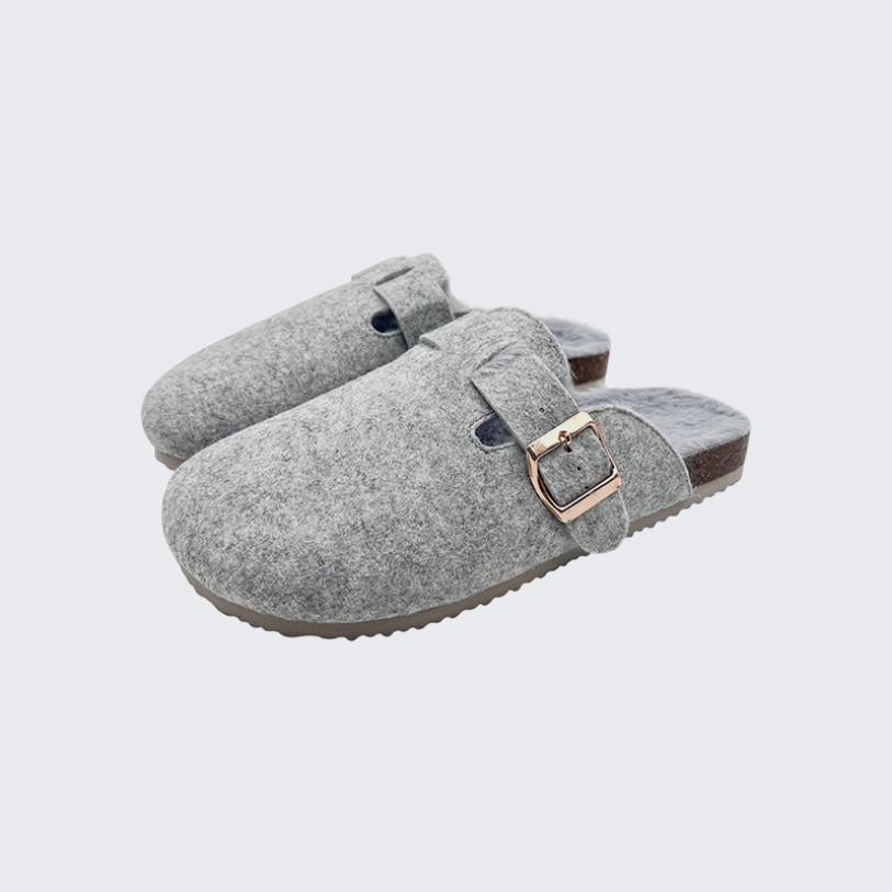 Cork felt mule slippers