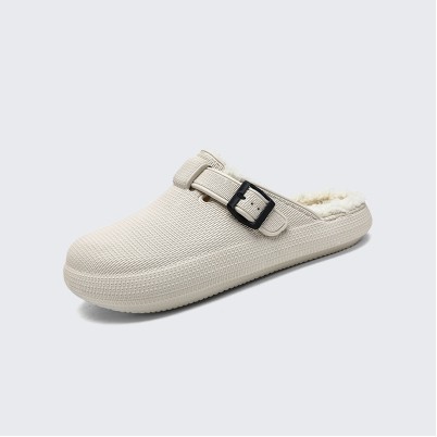 Fluffy plush home mules