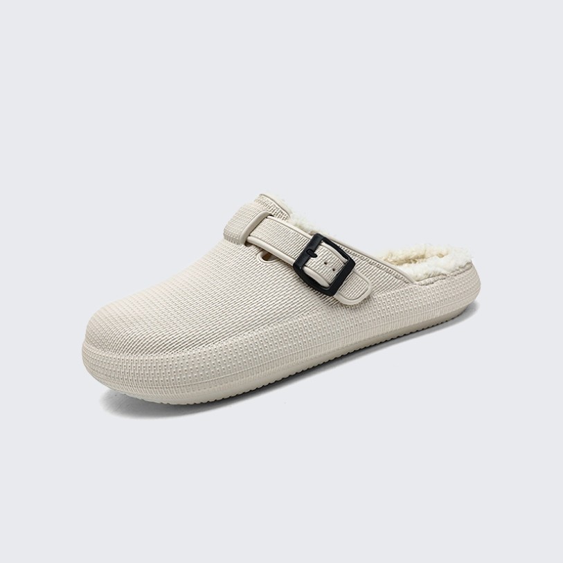 Fluffy plush home mules