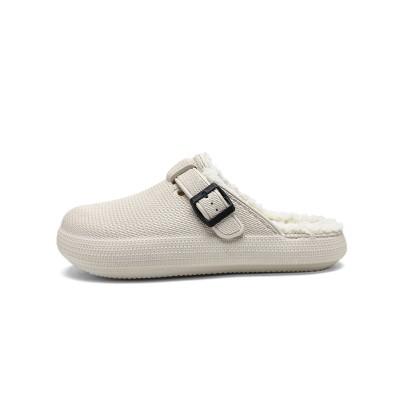 Fluffy plush home mules