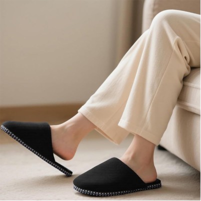 Faux fur memory foam non-slip mule slippers