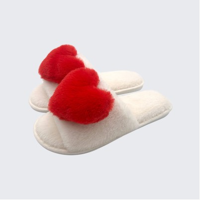3D heart-shaped memory foam open-toe slippers