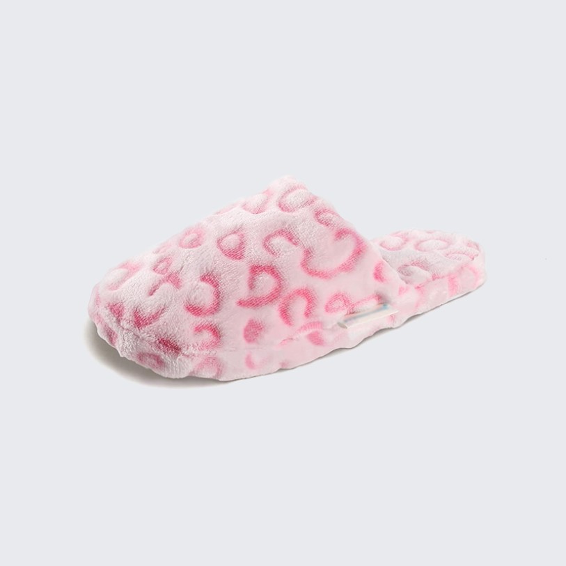 Leopard print soft memory foam mule slippers