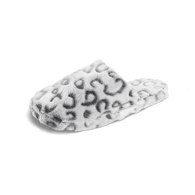 Leopard print soft memory foam mule slippers