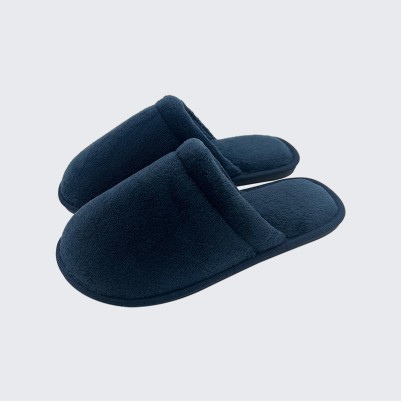 Coral fleece memory foam closed-toe mule slippers