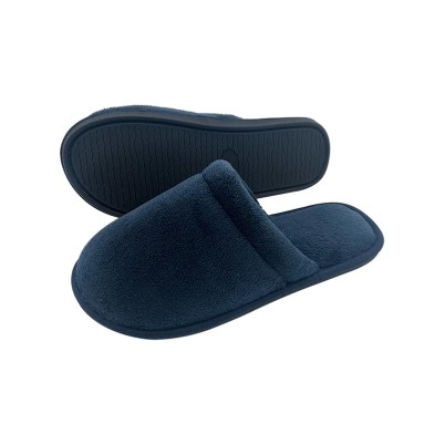 Coral fleece memory foam closed-toe mule slippers