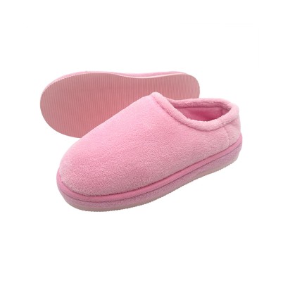 Pink coral fleece platform slippers