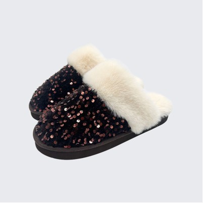 Sparkly sequined platform mule sandals