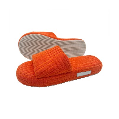 Striped platform open-toe slippers