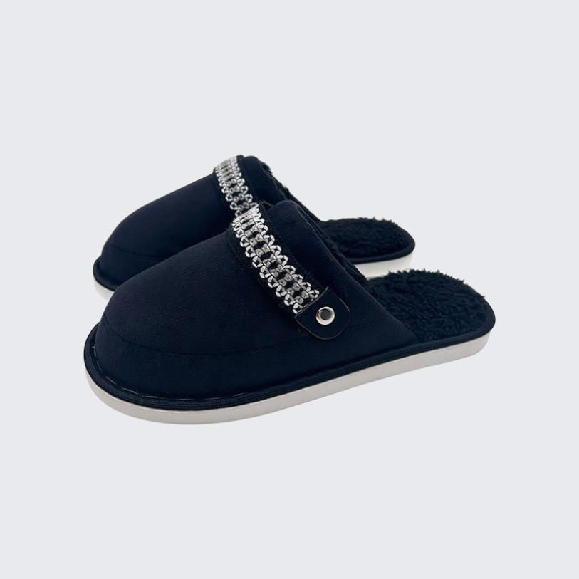 Ultra-fine fiber closed-toe mule slippers