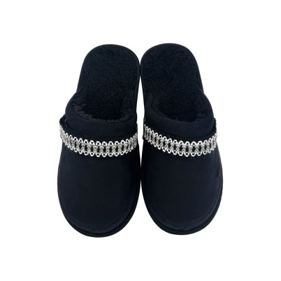 Ultra-fine fiber closed-toe mule slippers