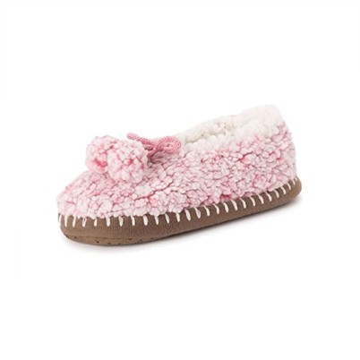 Wool bow ballet-style slippers