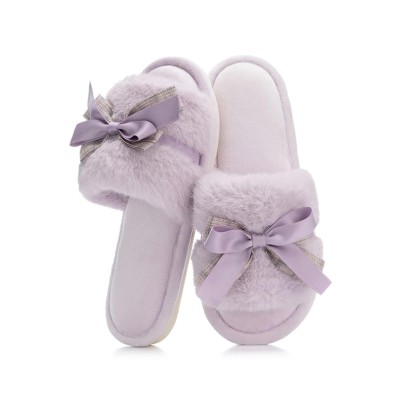 Bow-knot open-toe house slippers