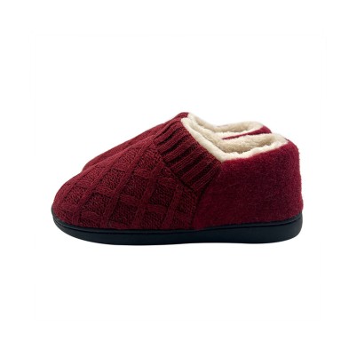 Knitted thick-soled faux fur slippers