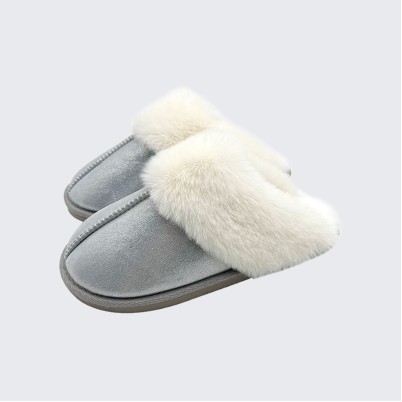 Sparkly sequined faux fur mule slippers