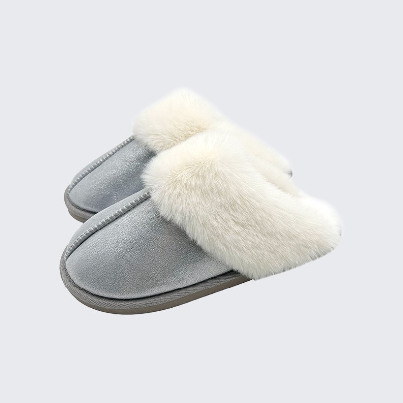 Sparkly sequined faux fur mule slippers