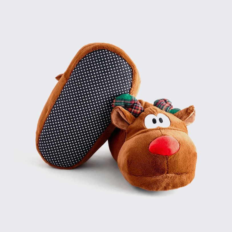 Christmas reindeer-shaped plush indoor slippers
