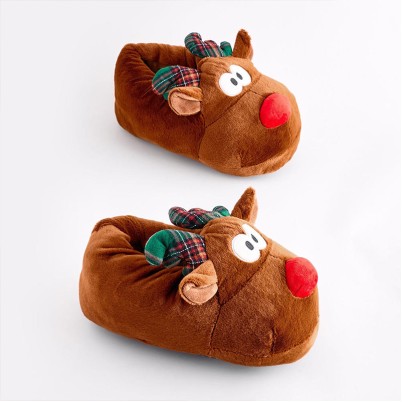 Christmas reindeer-shaped plush indoor slippers