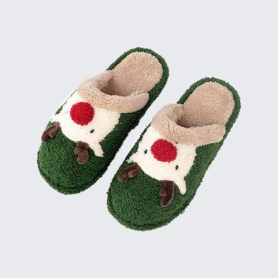 Christmas-themed plush memory foam slippers