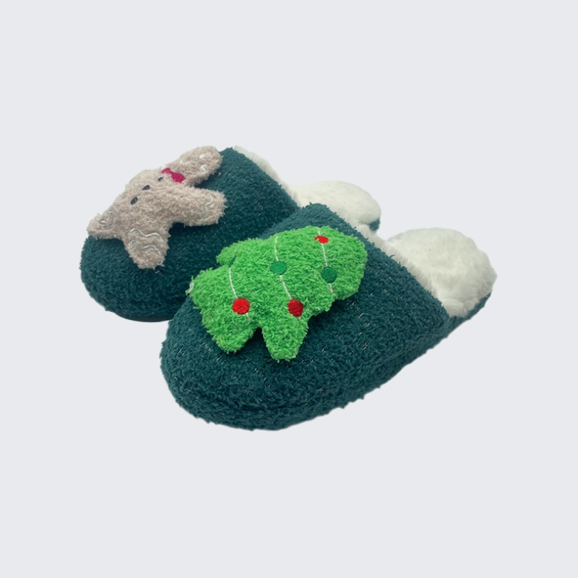 Cartoon plush Christmas memory foam slippers