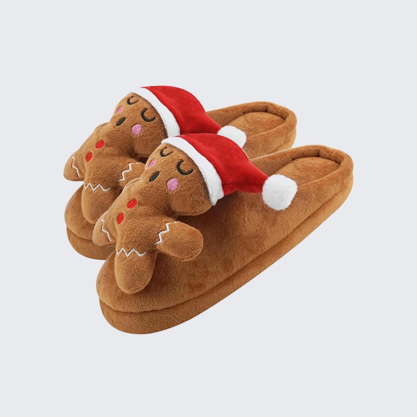 Closed-toe plush memory foam warm slippers