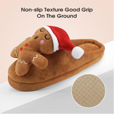 Closed-toe plush memory foam warm slippers