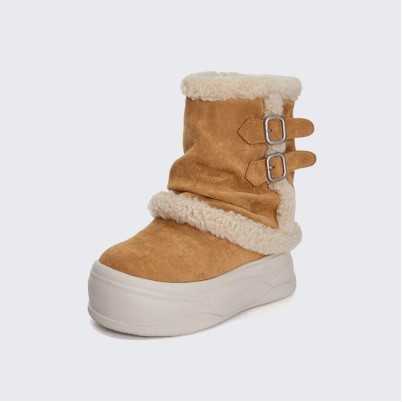 Genuine leather warm cotton boots