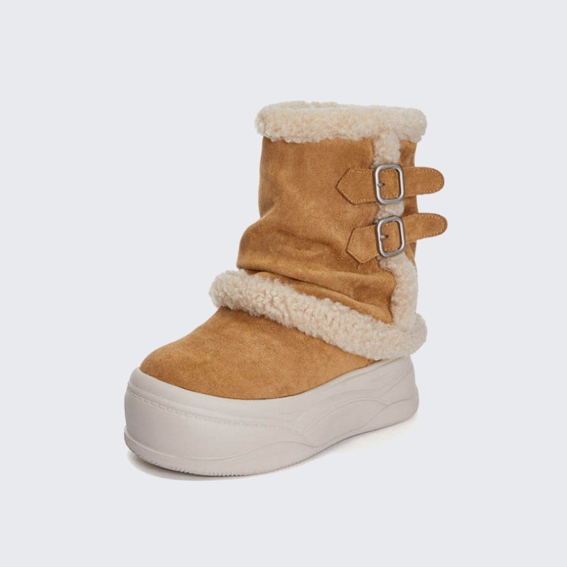 Genuine leather warm cotton boots