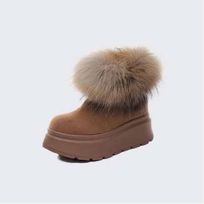 Warm thick-soled suede snow boots