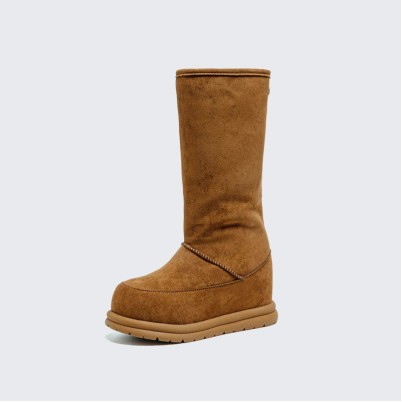 Thick-soled height-increasing genuine leather snow boots