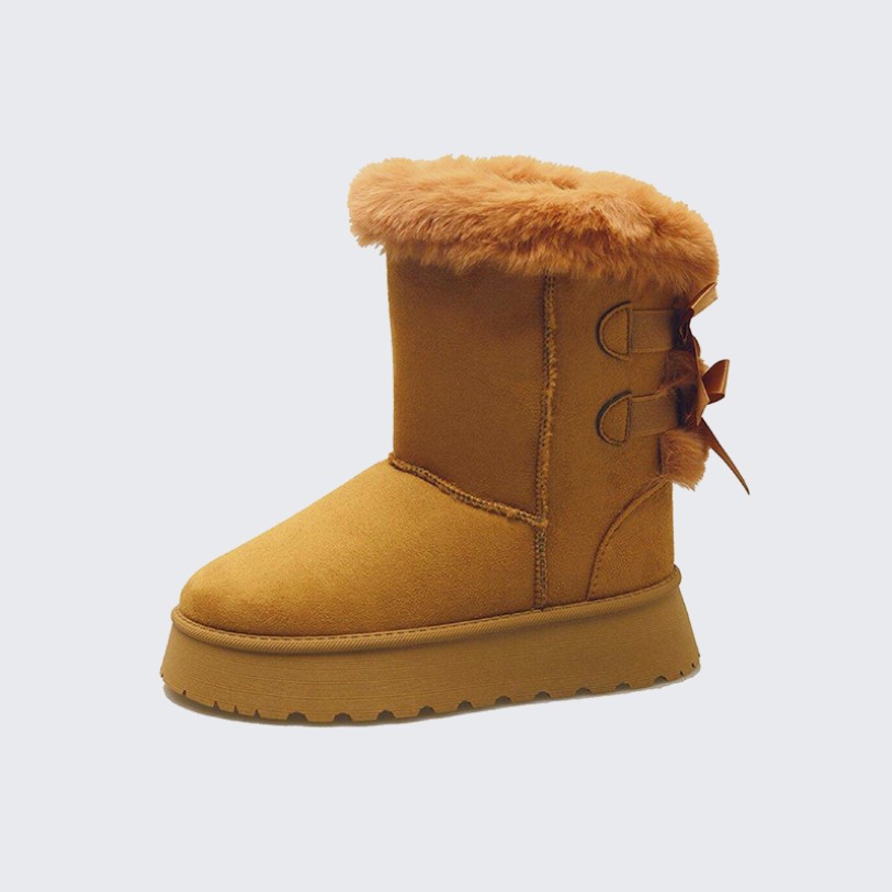 Snow boots with bow decoration